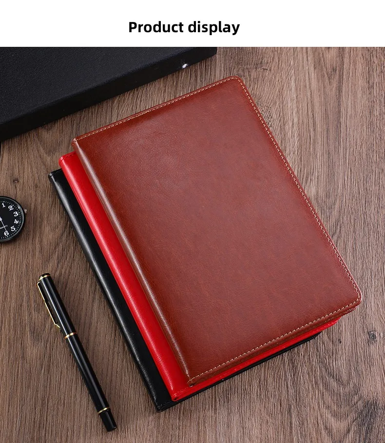 Hot Sales A5 Pu Leather Business Diary Hardcover Note Book for Students 200 inner Pages Hardback Paper Journal Notebook factory