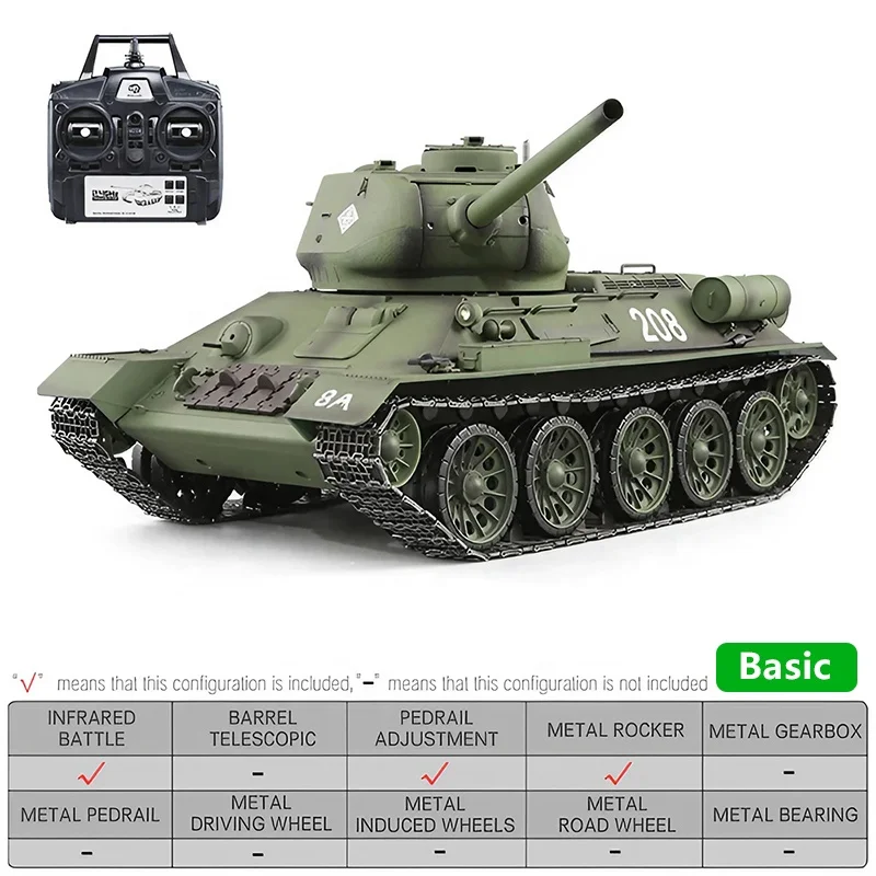 Heng Long 3909-1 Soviet T-34 85 1/16 RC Tank Model Toy