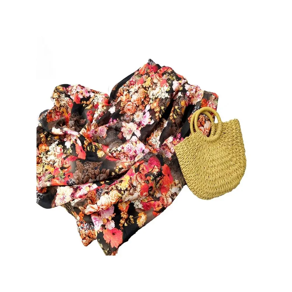 Шелковая хлопчатобумажная смешанная ткань пижамная с цветочным принтом на