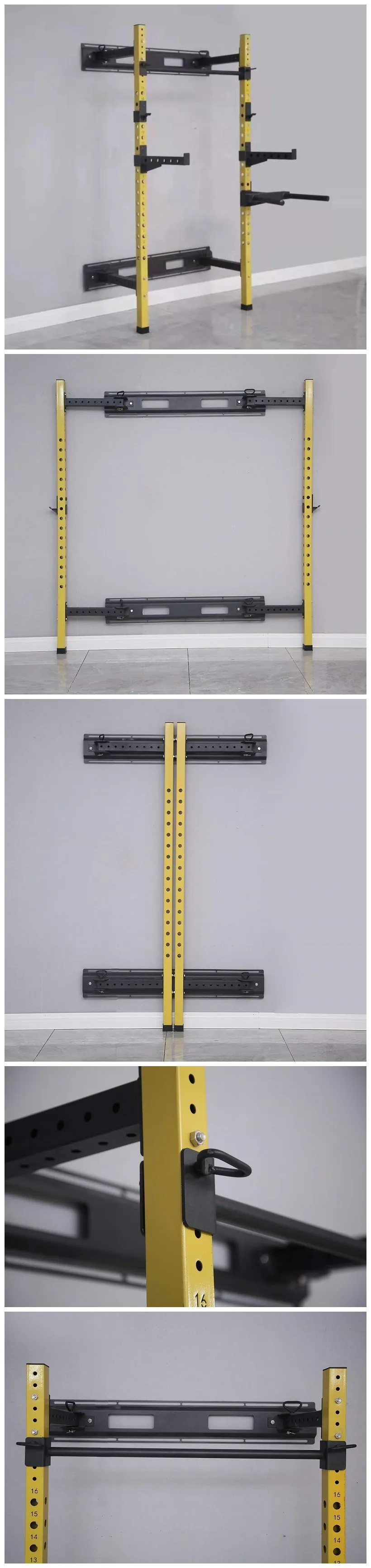 Hom Gym Equipment Squat Rack Cross Training Garage Rack Wall Mount Folding Fitness Squat Power Rack supplier