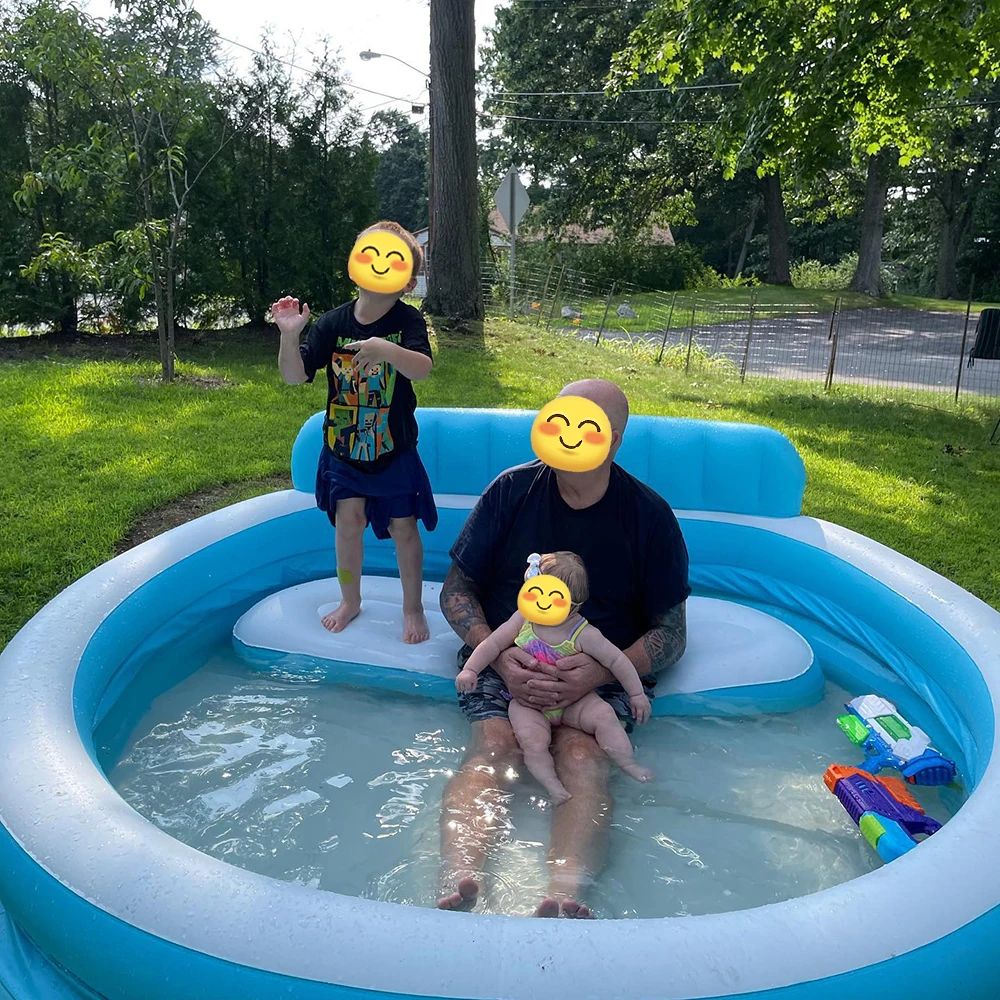 Large Inflatable Pool With Seat, Jhunswen Blow Up Pool For Adults, 100