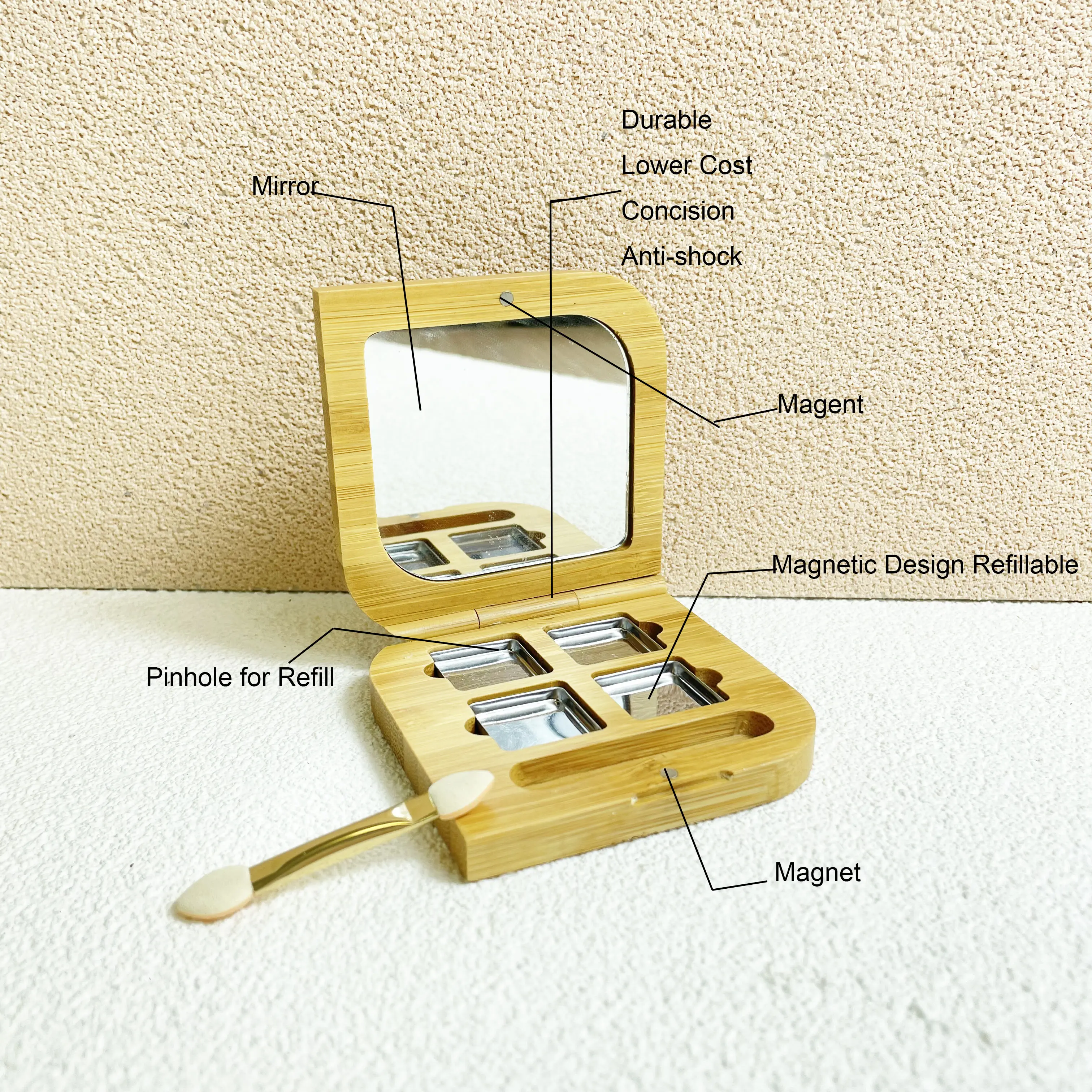 Bamboo Empty Eyeshadow Palettes Wholesale Empty Compact