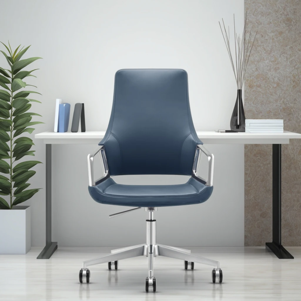Modern Office Swivel Chair Manual Tilt Adjustment Frosted Aluminum Base Commercial Workstation Furniture 6