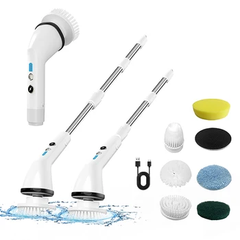 Cordless Rechargeable Power Replaceable Cleaner Heads Electric Spin Scrubber Rotating Cleaning Brush for Floor Bathtub