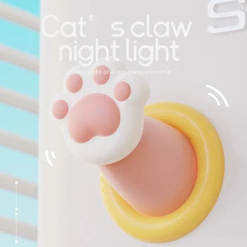 USB-Powered LED Cat's Claw Refrigerator Sticker Warm White Light Source Electric Decoration for Living Room Made of ABS Silicone