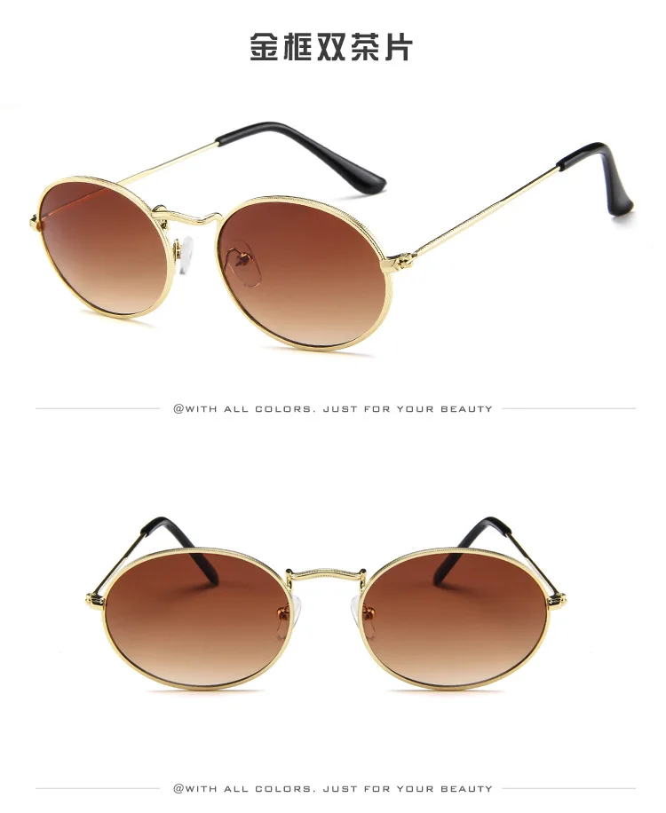 Versión Coreana de gafas de sol ovaladas tendencia 2024 gafas de sol Retro gafas de sol de Metal para hombres y mujeres al por mayor