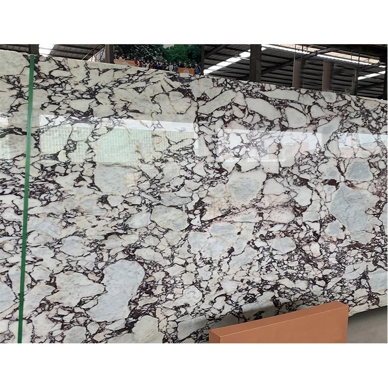 Luxury Calacatta Viola White Marble Slab Purple Vein Modern Design Polished Surface Finish for Villa Kitchen Countertop Bathroom