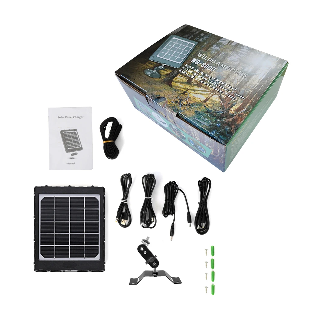 WG8000 Wildlife Trail Camera Solar Panel Build in 18650 Li Battery Output  6v 12v Solar Power Pack Charger for Spypoint Cameras