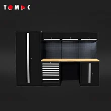 TOMAC Professional Garage Storage Tool Cabinet Chest Removable Large Workshop Combination Workbench Stainless Wooden Table Board