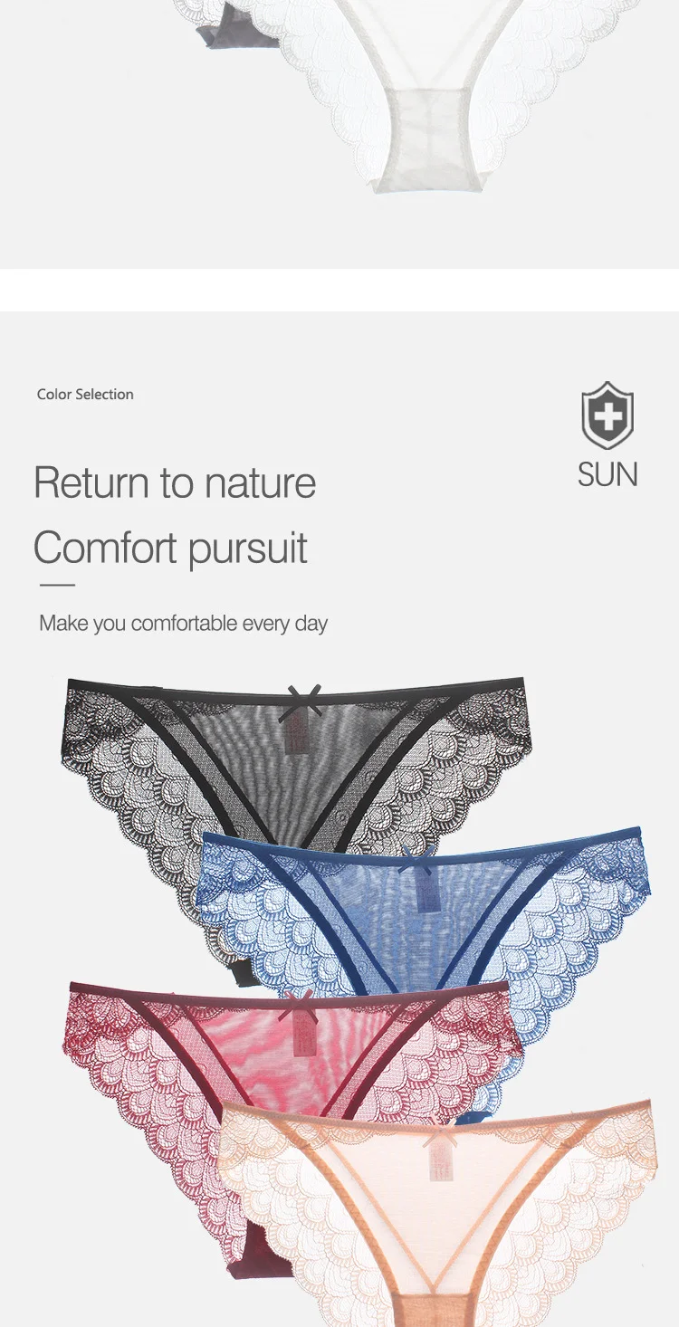 Breathable Hollow Out Mesh Ladies Panties Sexy See Though Lace Ladies