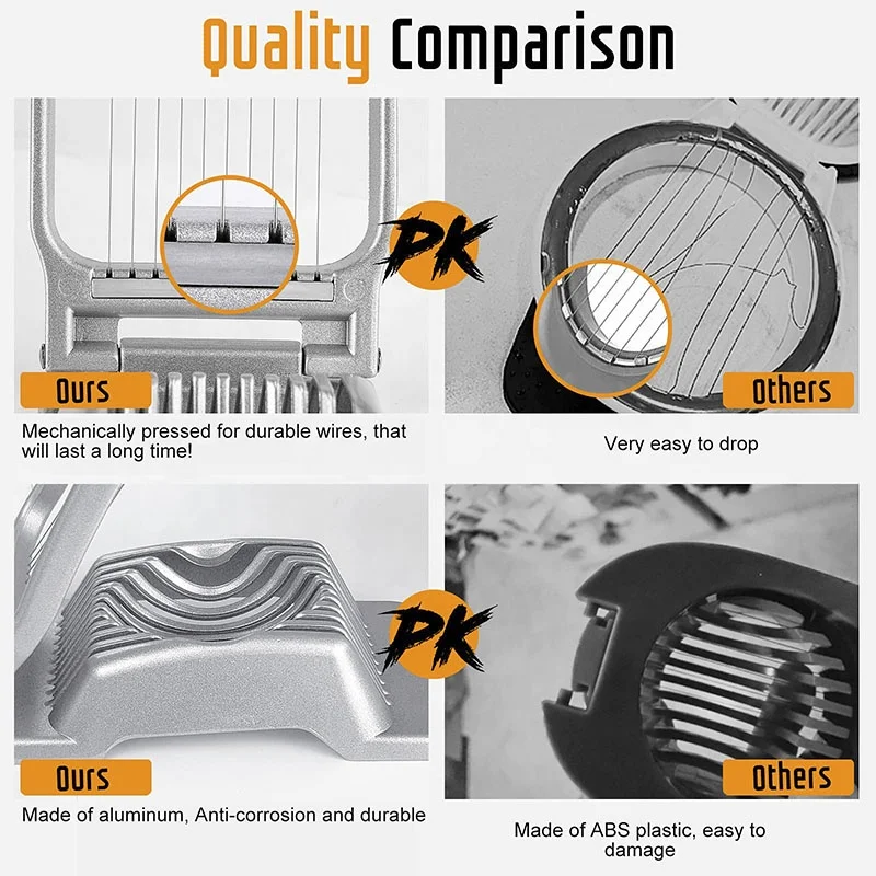 Kitchen Tools Handheld Metal Egg Cutter Stainless Steel Wire Egg Slicer for Hard Boiled Eggs
