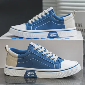 New Lace up Canvas Trendy Breathable Students Walking Flat Casual Shoes Anti Slip Sneakers for Men