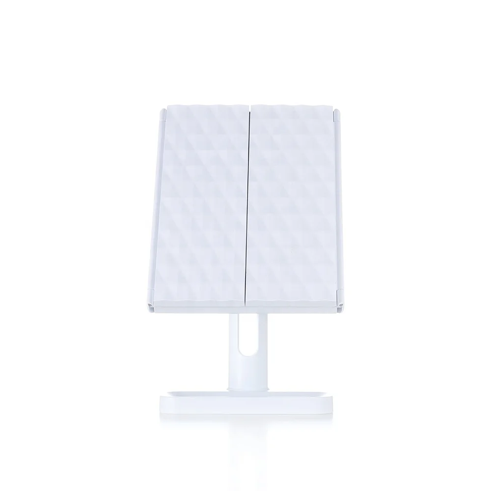 Square vanity dresser mirror with lights customized white color vanity led light mirror with 4 batteries/USB charging