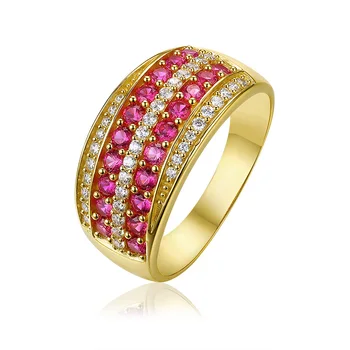 Vintage Gemstone Jewelry 18K Solid Gold Natural Pink Sapphire and Diamond Art Deco Ring