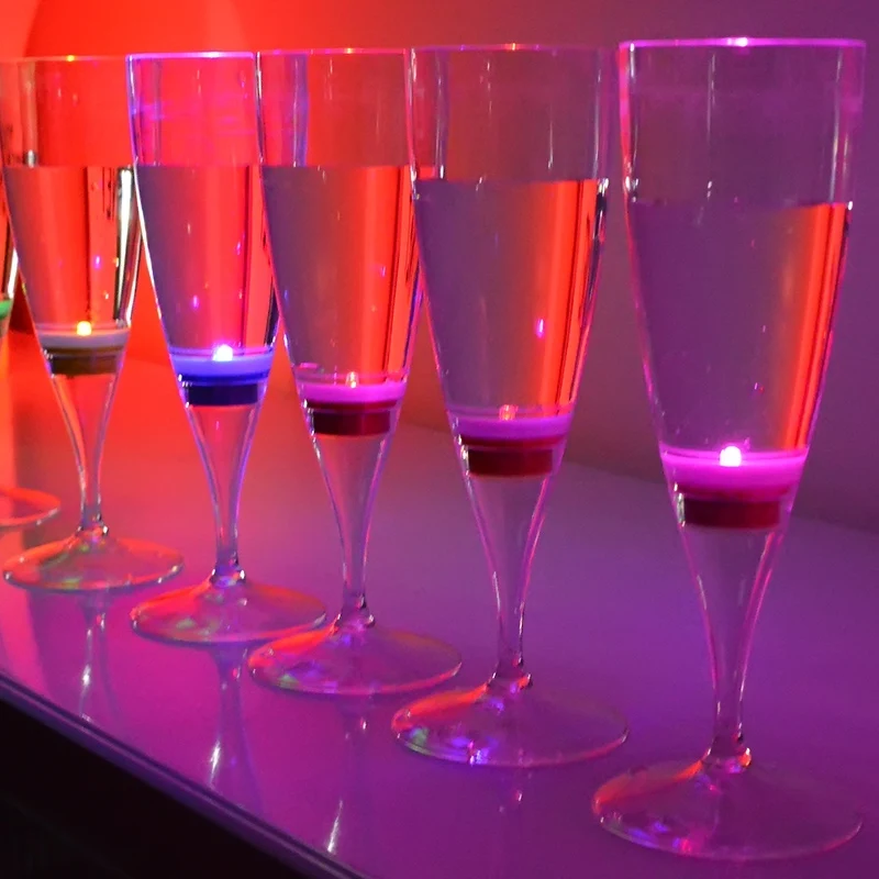 Cheap clear LED RGB Colorful Light up Promotional Celebration Party bar Weeding Plastic Led champagne Cups