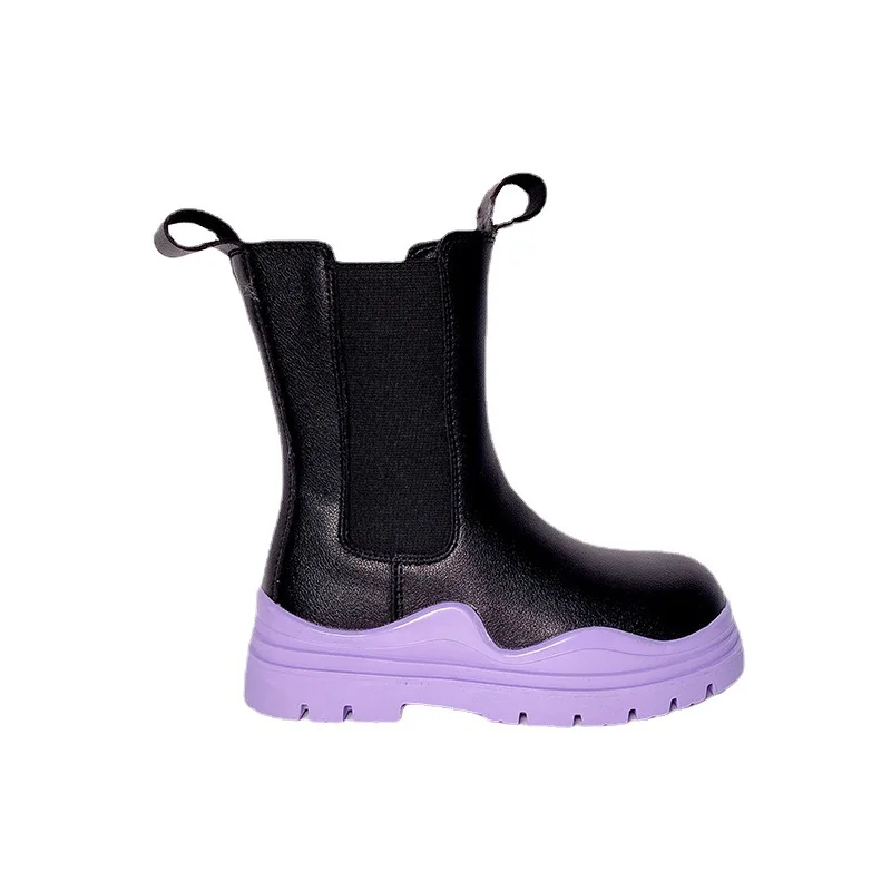 Новинка Осень/Зима 2021, детские модные ботинки, Корейская версия ботинок с молнией сбоку, модные зимние ботинки с высоким вырезом