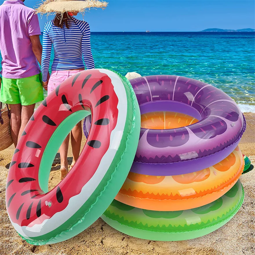 4 Pack Inflatable Pool Floats Fruit Tube Rings Fruit Floats Swimming
