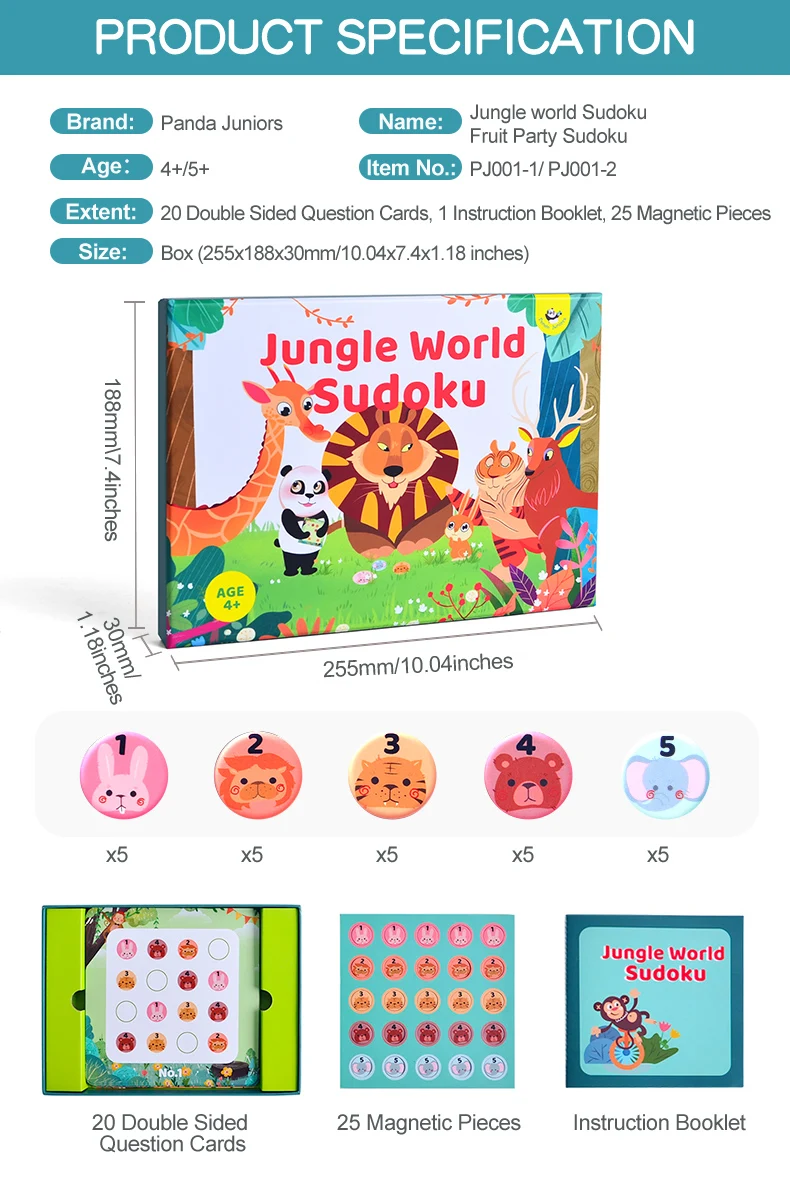 Panda Juniors Magnetic Sudoku Game Preschool Sudoku Puzzle Brain Games 