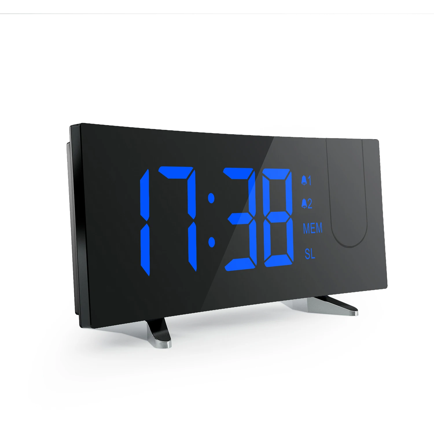 Reloj de Radio inalámbrico con pantalla curva LED, con proyector