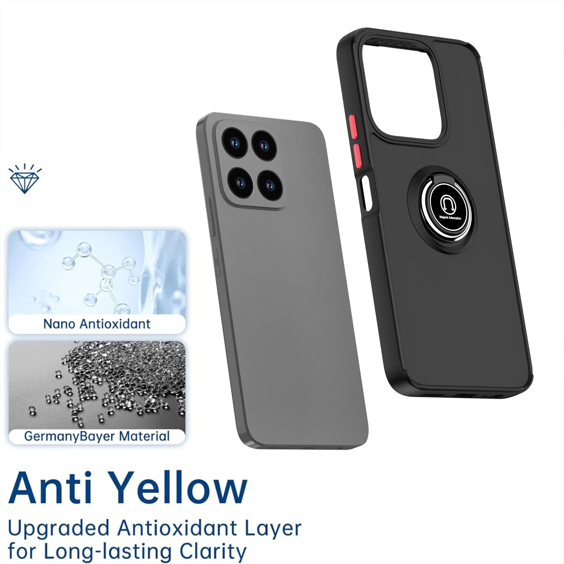 Custodia Ibrida Di Lusso Con Anello E Supporto Per ZTE Blade A55 – Doppio Strato Magnetico