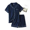 Pantaloncini in maglia tinta unita da donna - ciano