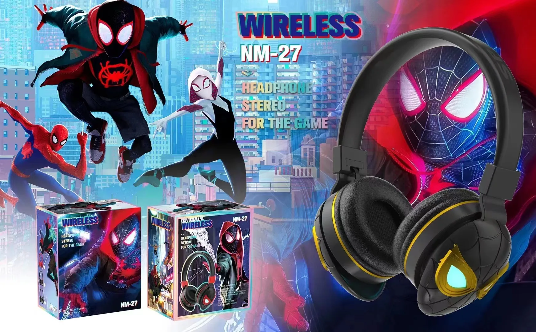 Shuoyin Marvel Spiderman Across The Spider Verse Spiderman Mario Bros Headphone Headphones
