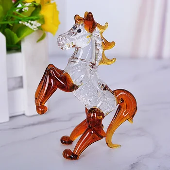 Modern Type Home Decoration Pieces Crystal Crafts Colour Horse For Souvenir