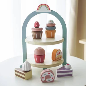EDULAND Imaginative Play Kitchen Toy Set Mini Wooden Cupcake & Cake Delectable Desserts for Preschoolers & Children Box Packed