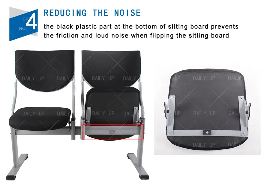 Foldable Padded Waiting Chair Upholstered Public Bench Beam Seating For Hospital Train Station Stadium Library Airport