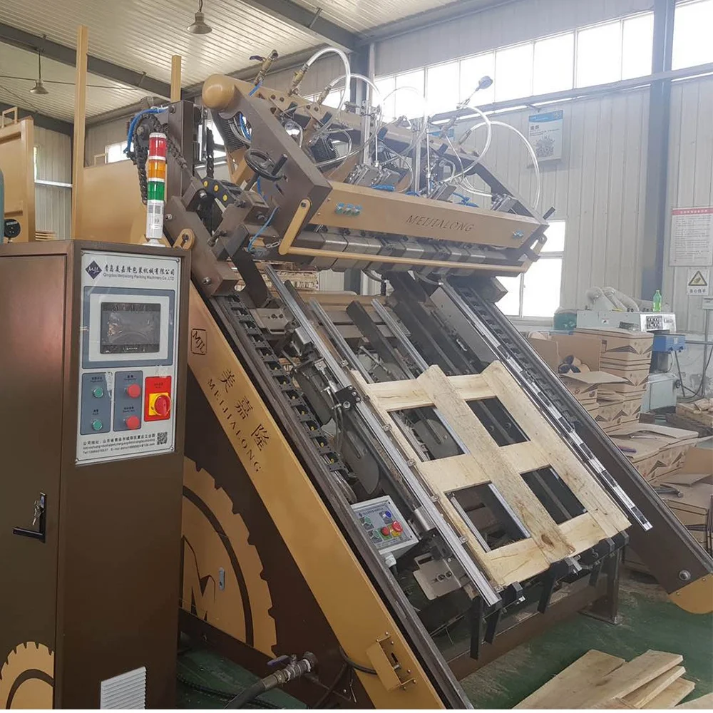 Full Automatic Stringer Nailing Stacking Wood Pallet  Making Machine