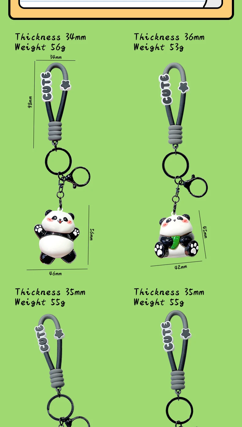 product cartoon pvc panda keychain electroplating four styles optional car keychain bag pendant christmas wholesale promotion rubber460-61