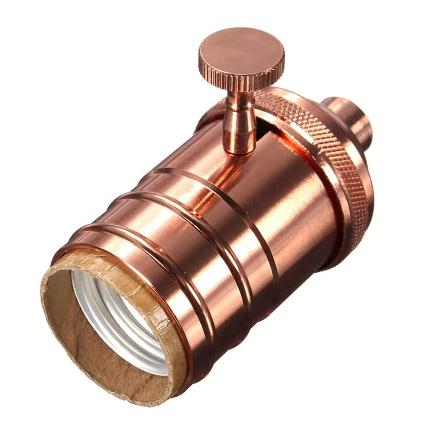 E26 Base Lamp Socket With 1/8ips Cap and Set Screw Antique Brass Finish Vintage Lampholder With Knob