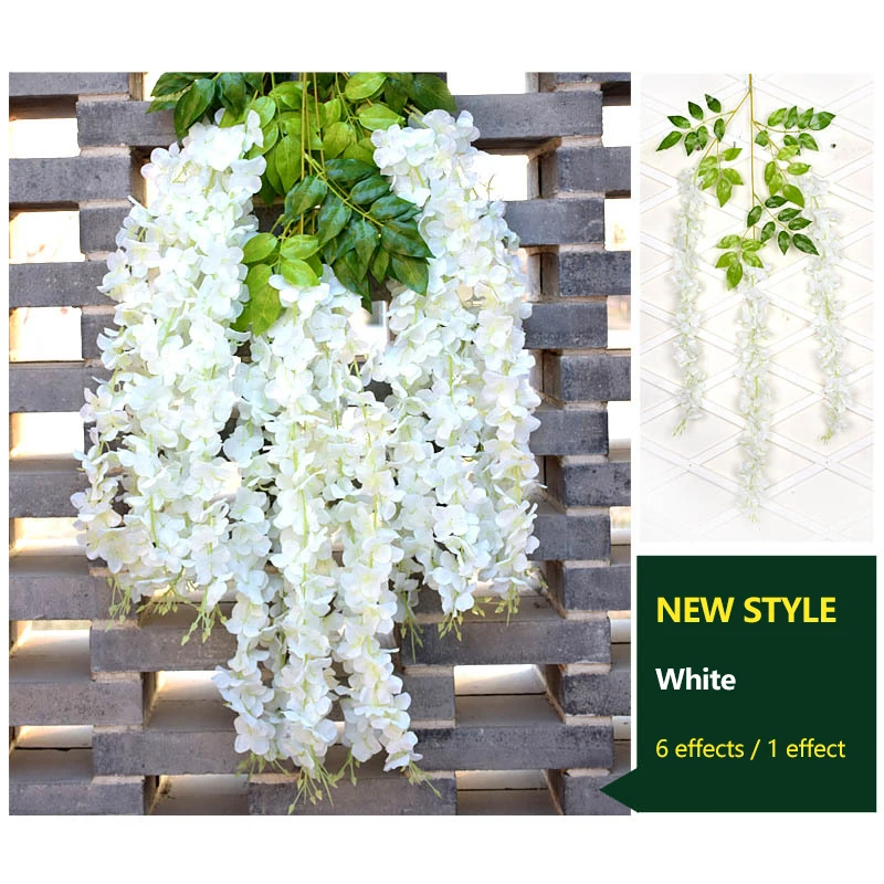 2 pièces de Vigne de Fleur Artificielle 2M/6.5 Pieds Fausse glycine Suspendue Guirlande de Vigne de Fleur de Vigne