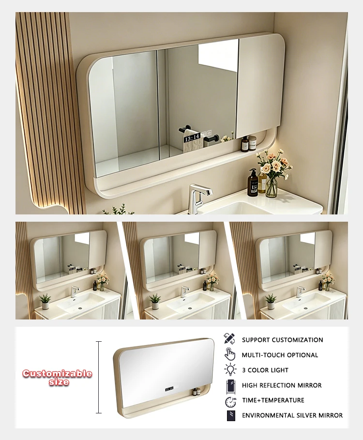 product modern smart mirror aluminum bathroom vanity storage solution wall mounted vanity water resistant eco friendly bathroom cabinet-4