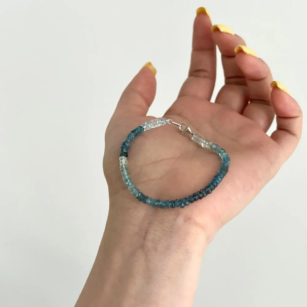 KAKODIY natural gradient sapphire beads 925 sterling silver jewelry bead bracelet detail 5