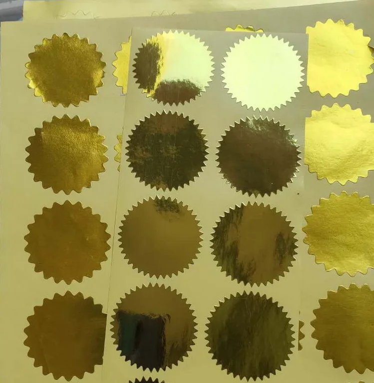 DWDP 100pcs Emboss Sticker Custom Printed Metallic Foil Embossed Stickers