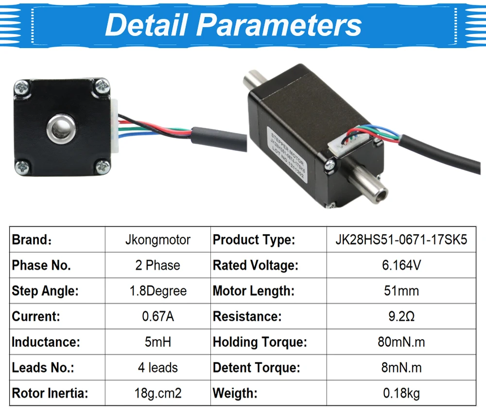 2 phase Nema11 Hollow Shaft Stepper Motor 28x28x51mm For Bespoke Ball ...