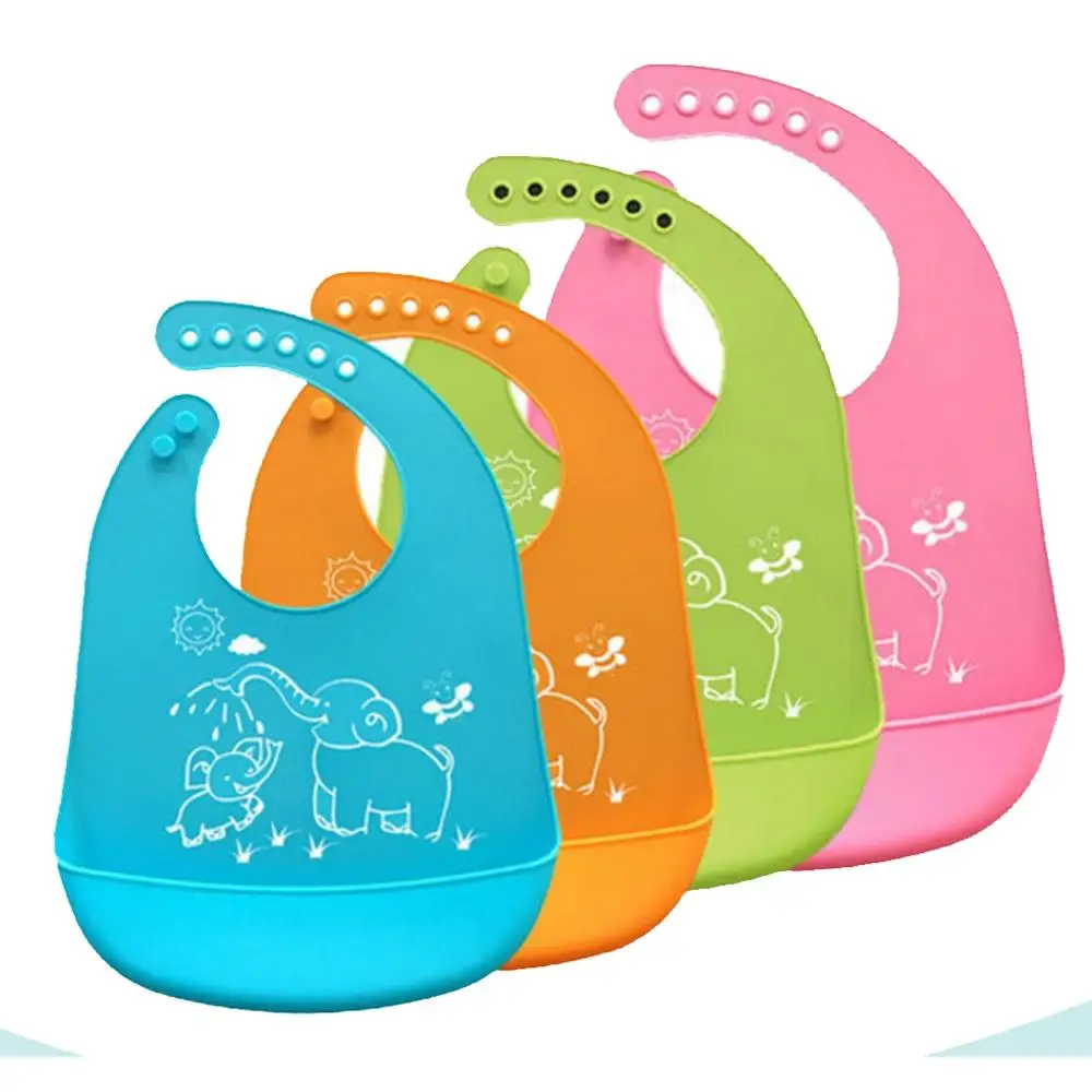 BPA бесплатно силиконовые детские нагрудники с защелками и еда поймать карман