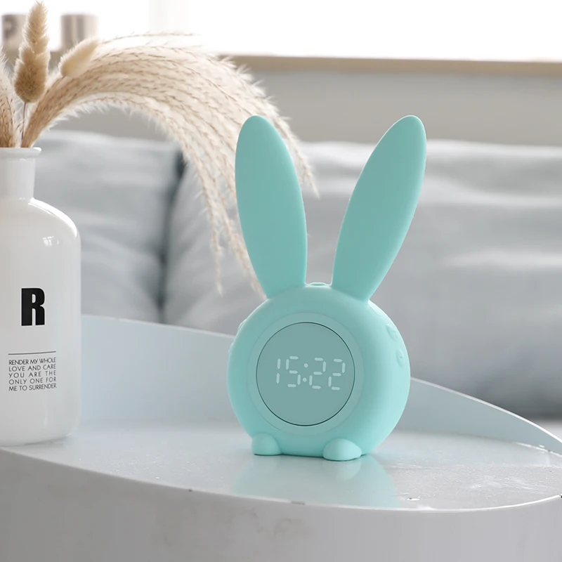 2022 Hot Sell Cute Bunny Rabbit Digital Alarm Clock For Kids With Night ...