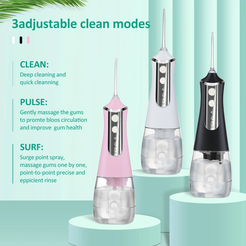 Home Travel Use 3 Working Modes Dental Spa Oral Irrigator With Detachable 350ml Water Tank