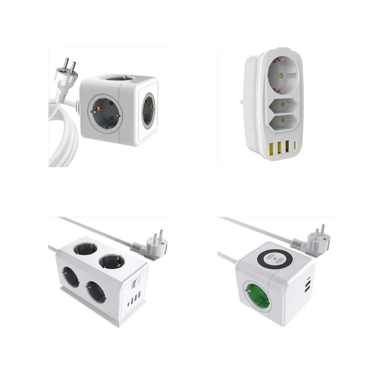2023 Europe Power Strip Cube Socket with USB Port Germany Outlet Extension Cord Electrical Multi Wall Plug Adapter Surge Protect