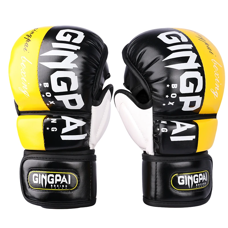 8 - 16 унций UFC MMA тренировочные боксерские перчатки на заказ из черной искусственной кожи Muay Thai Смешанные боевые арт-рукавицы