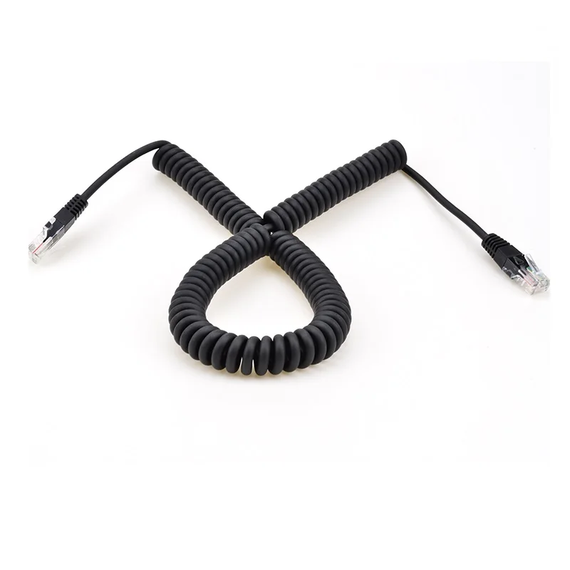 Custom RJ45 Network LAN Cat6e Cable Spring Curly Spiral Cable Coiled Ethernet Patch Cord
