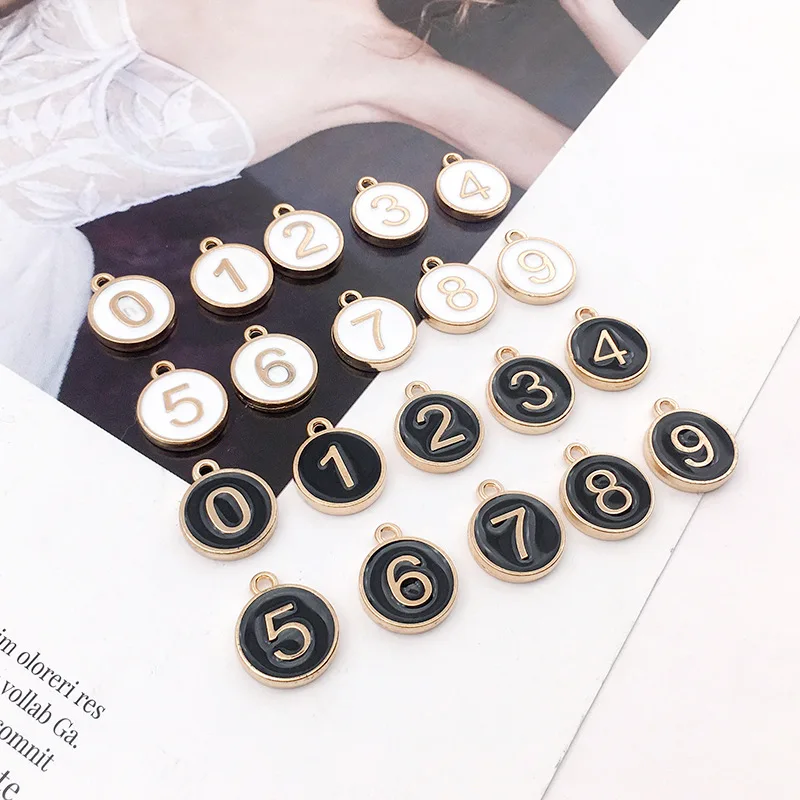 Alphabet Letter Double Face Enamel Charms Jewelry Handmade Pendants DIY Bracelet 