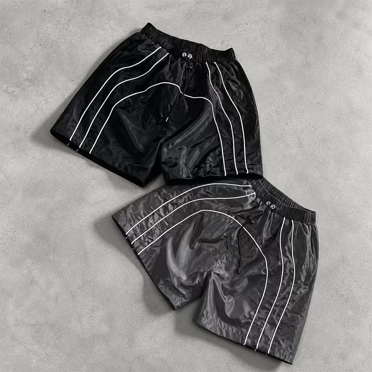 Custom Men's Outfit Set Quick Dry Men's Track Jacket Waterproof Reflective Tracksuit for Men Windbreaker Shorts Set OEM gallery 8