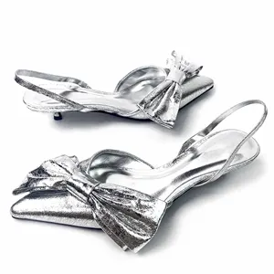 Custom Pointed Head Bow Designer Shoes Sandals for Women and Ladies High Heels Luxury slippers Femmes Fashion