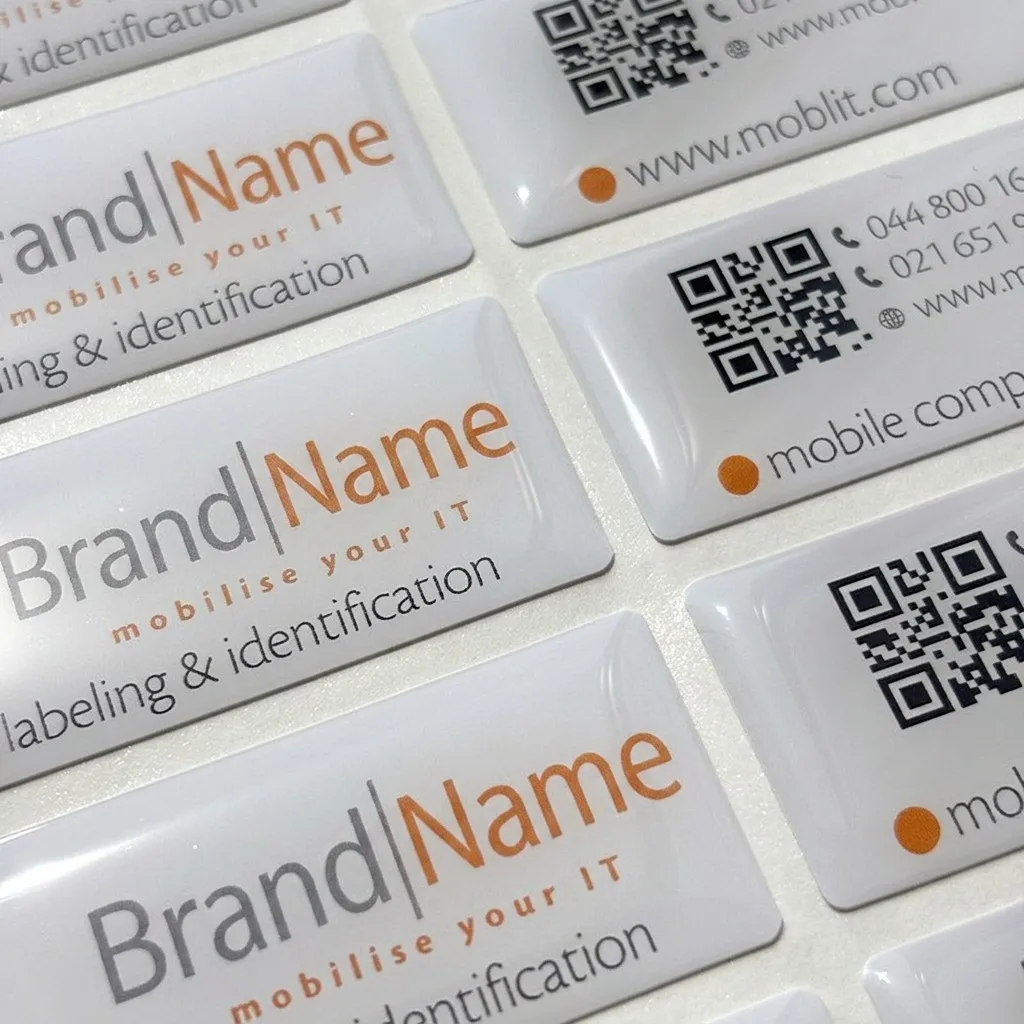 Custom Epoxy Dome Labels Epoxy Resin Over Stickers with QR Code for Business   IT Branding