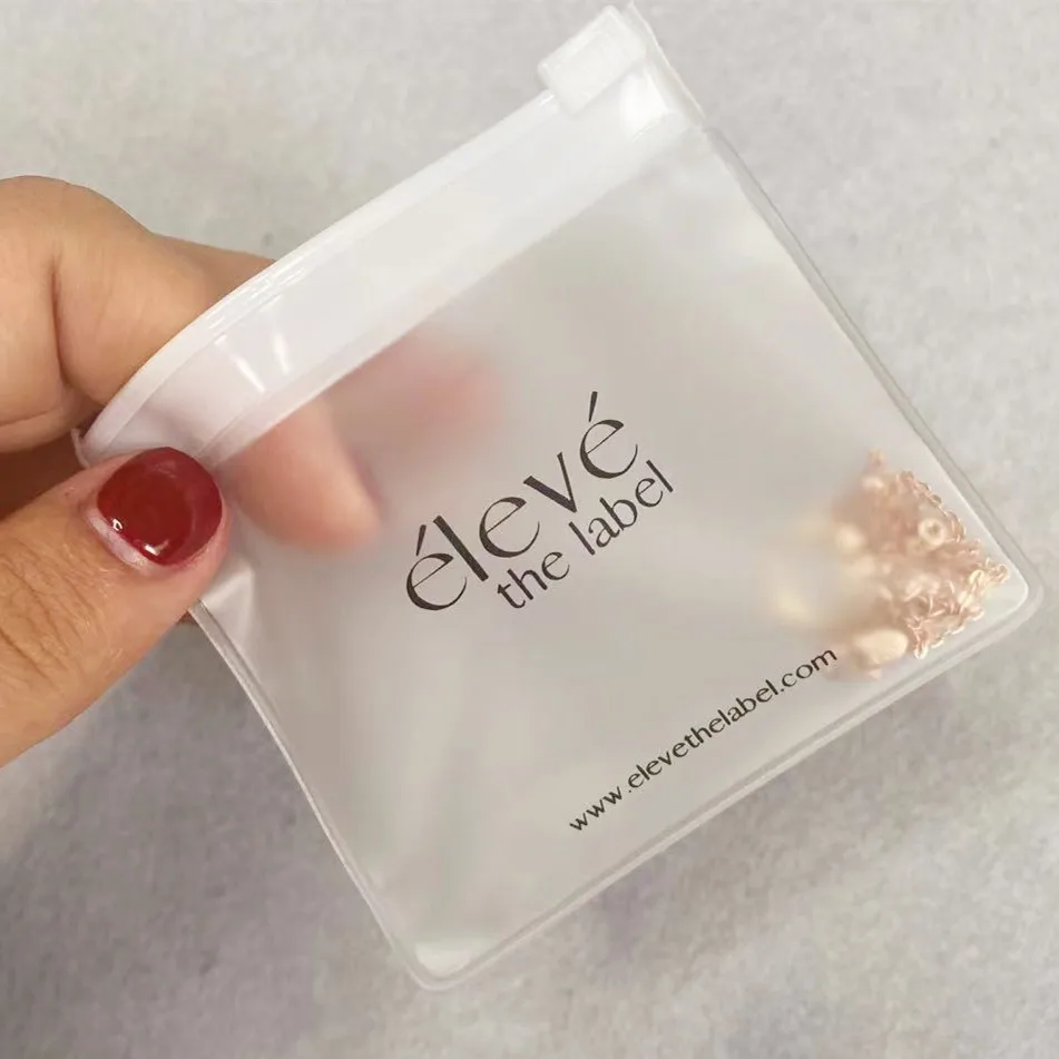 Custom Plastic Bag With Logo Clear Frosted Zipper Jewelry Pocket Bags