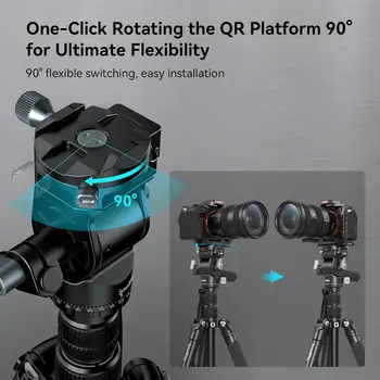 SmallRig CT195 Video Tripod Kit Camera Tripod with Pan Tilt Fluid Head for Vertical/Horizontal Shooting 4307 detail image