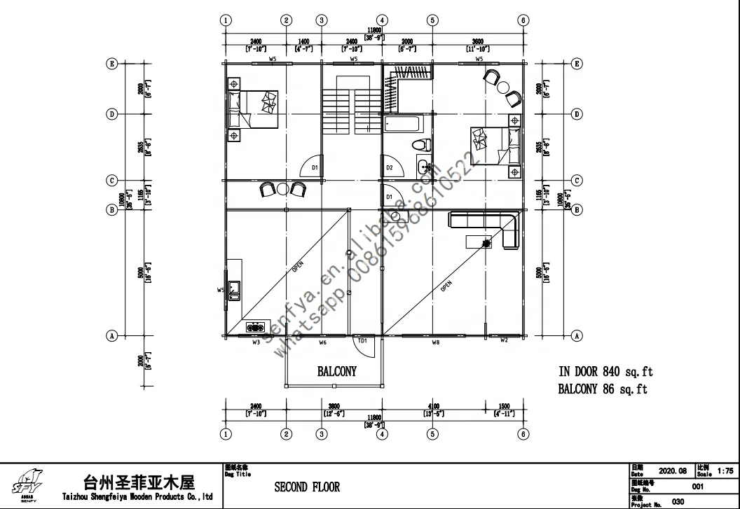 2 Storey 4 Bedrooms Prefab Log Cabin/chalet/wooden House for Family Living